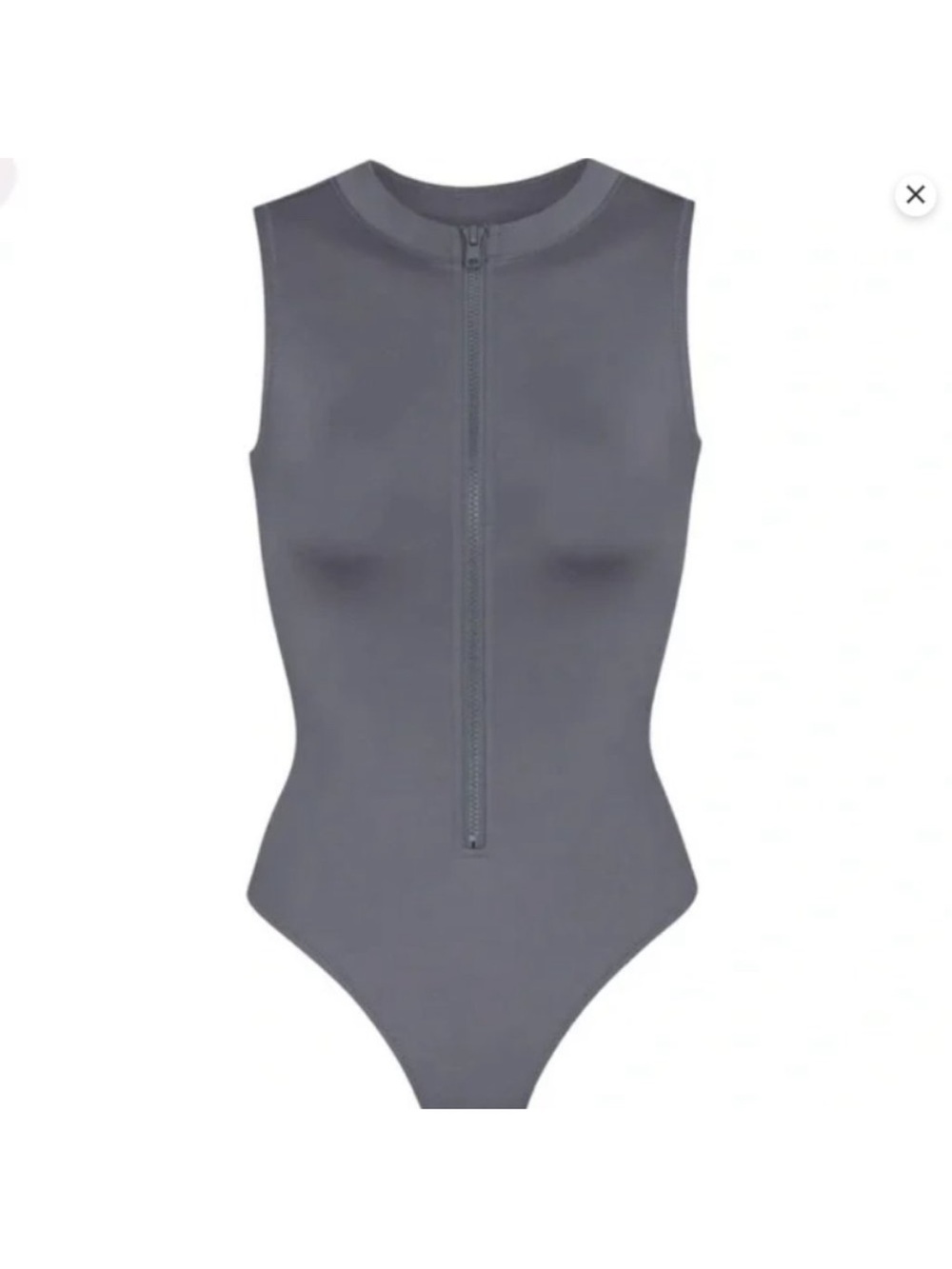 Skims Sleeveless Front-Zip Women's Swimsuit in Charcoal Gray